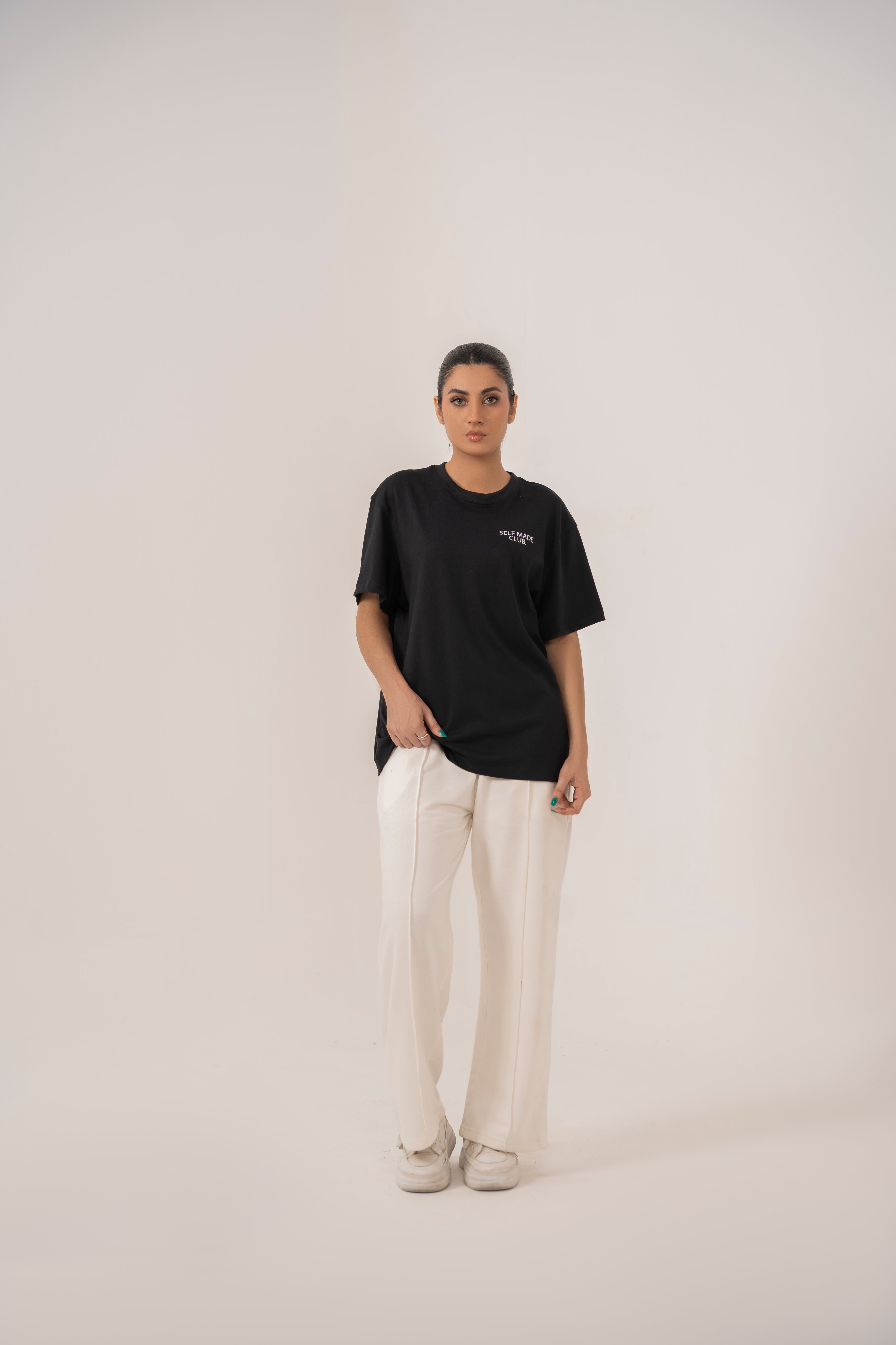 Self Made Club - Dazzle Black Relaxed T-Shirt For women