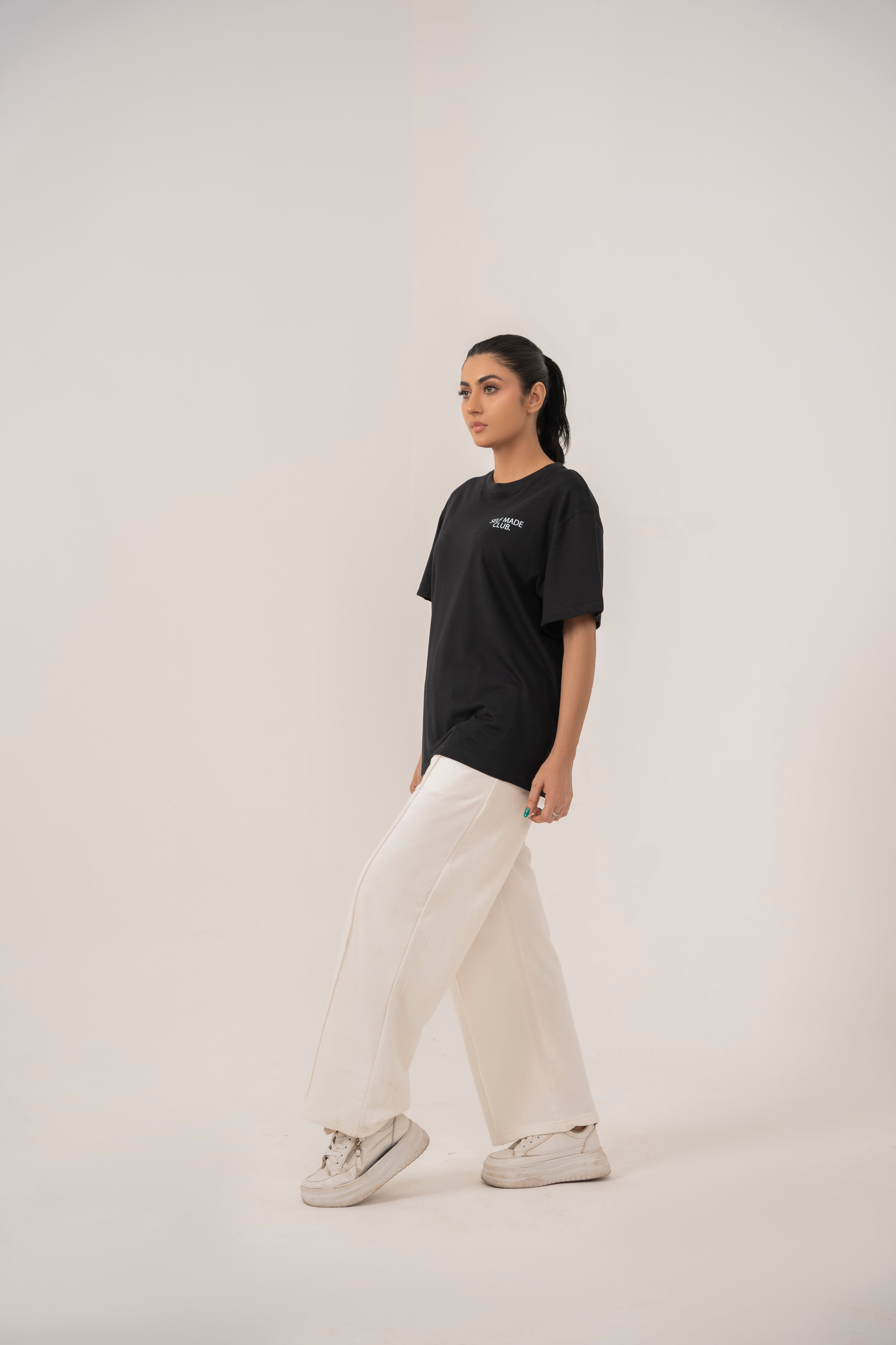 Self Made Club - Dazzle Black Relaxed T-Shirt For women