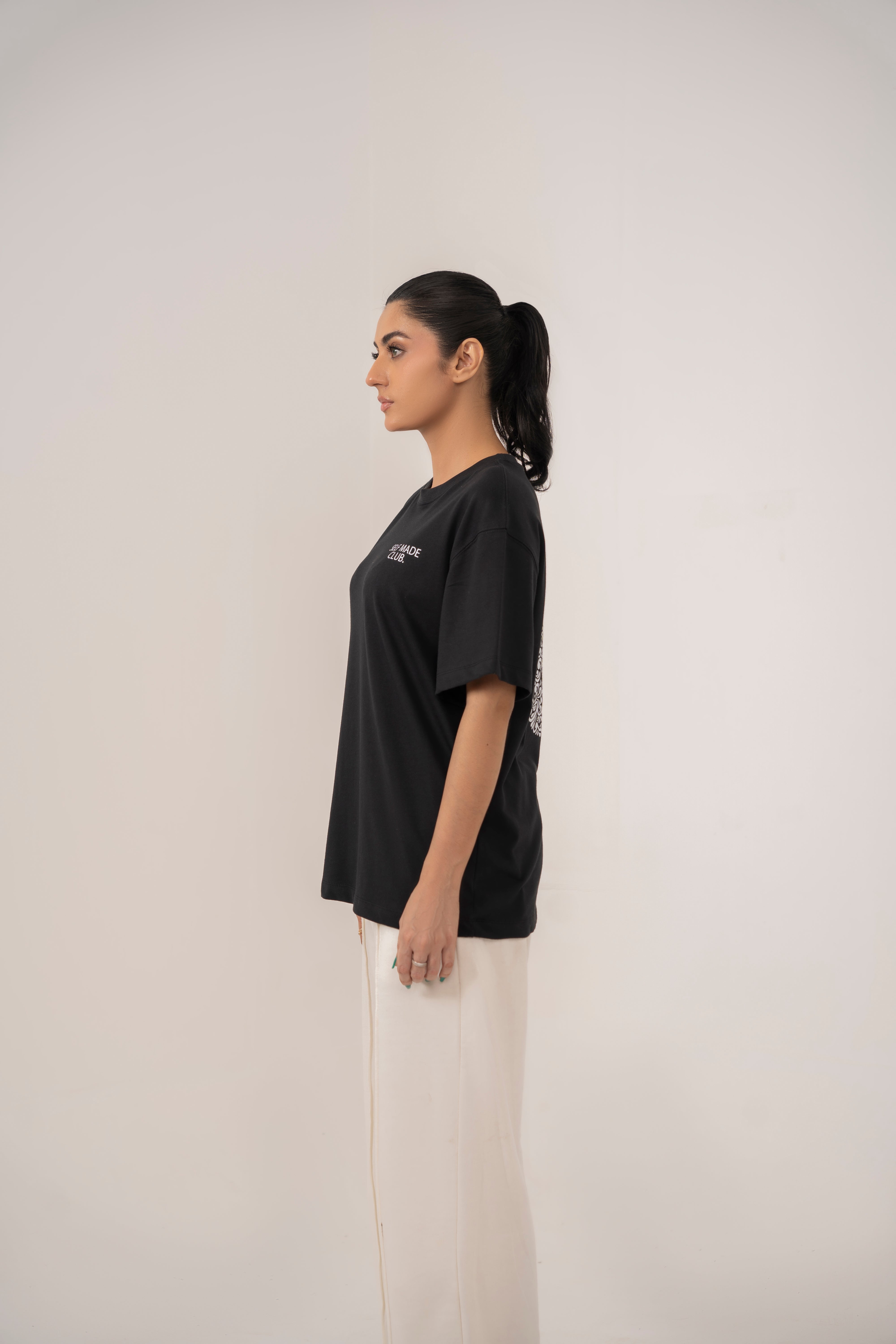 Self Made Club - Dazzle Black Relaxed T-Shirt For women