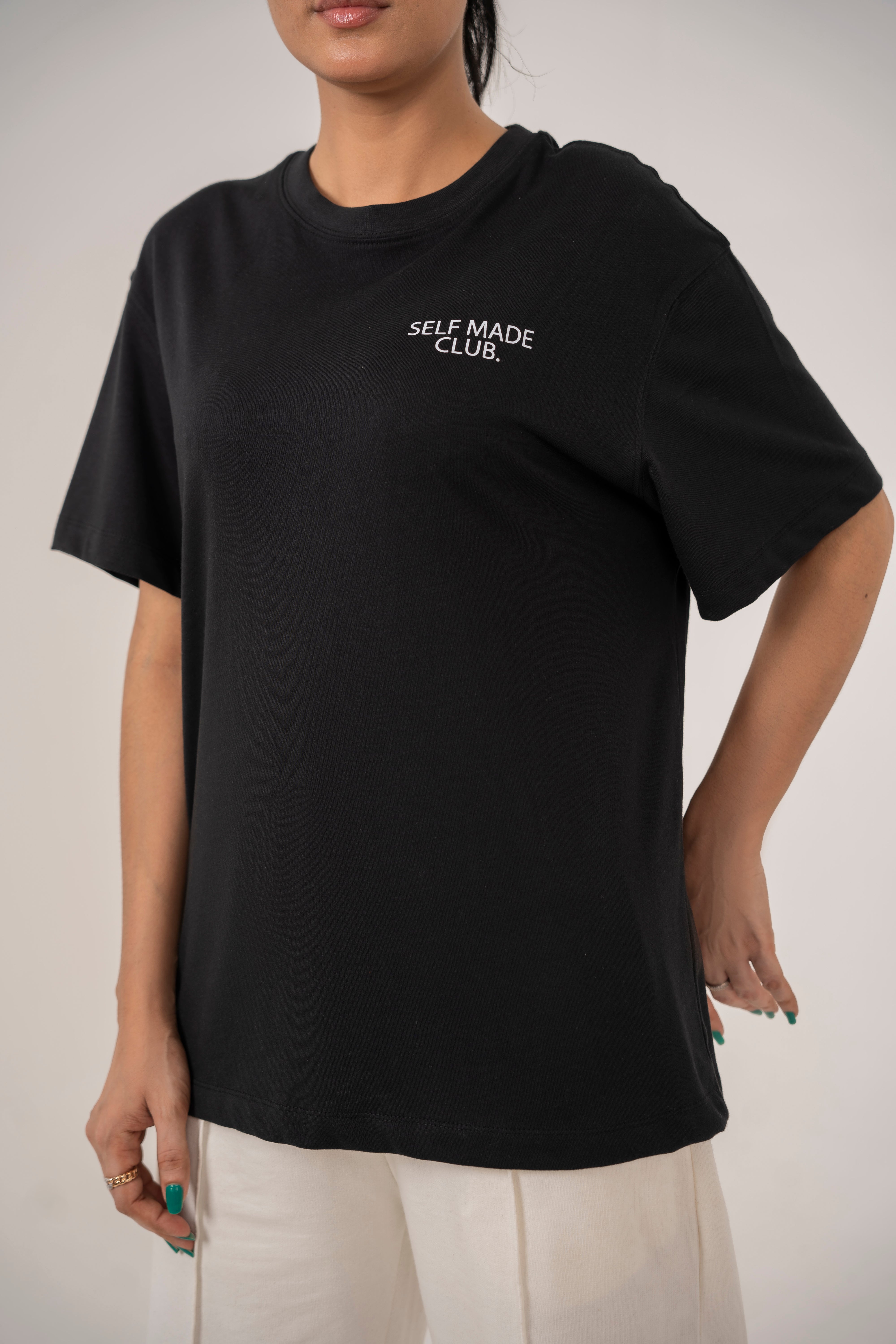 Self Made Club - Dazzle Black Relaxed T-Shirt For women