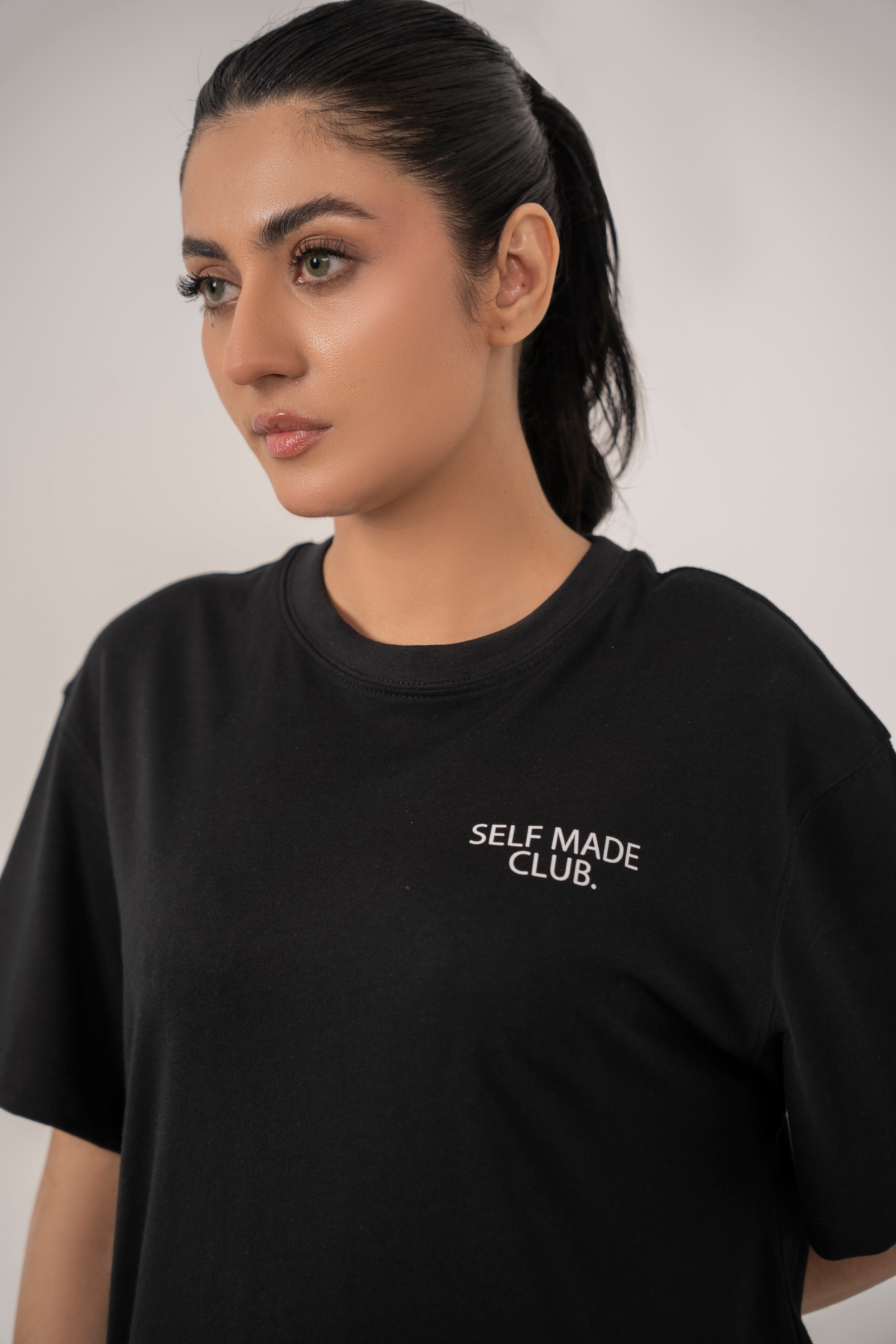Self Made Club - Dazzle Black Relaxed T-Shirt For women