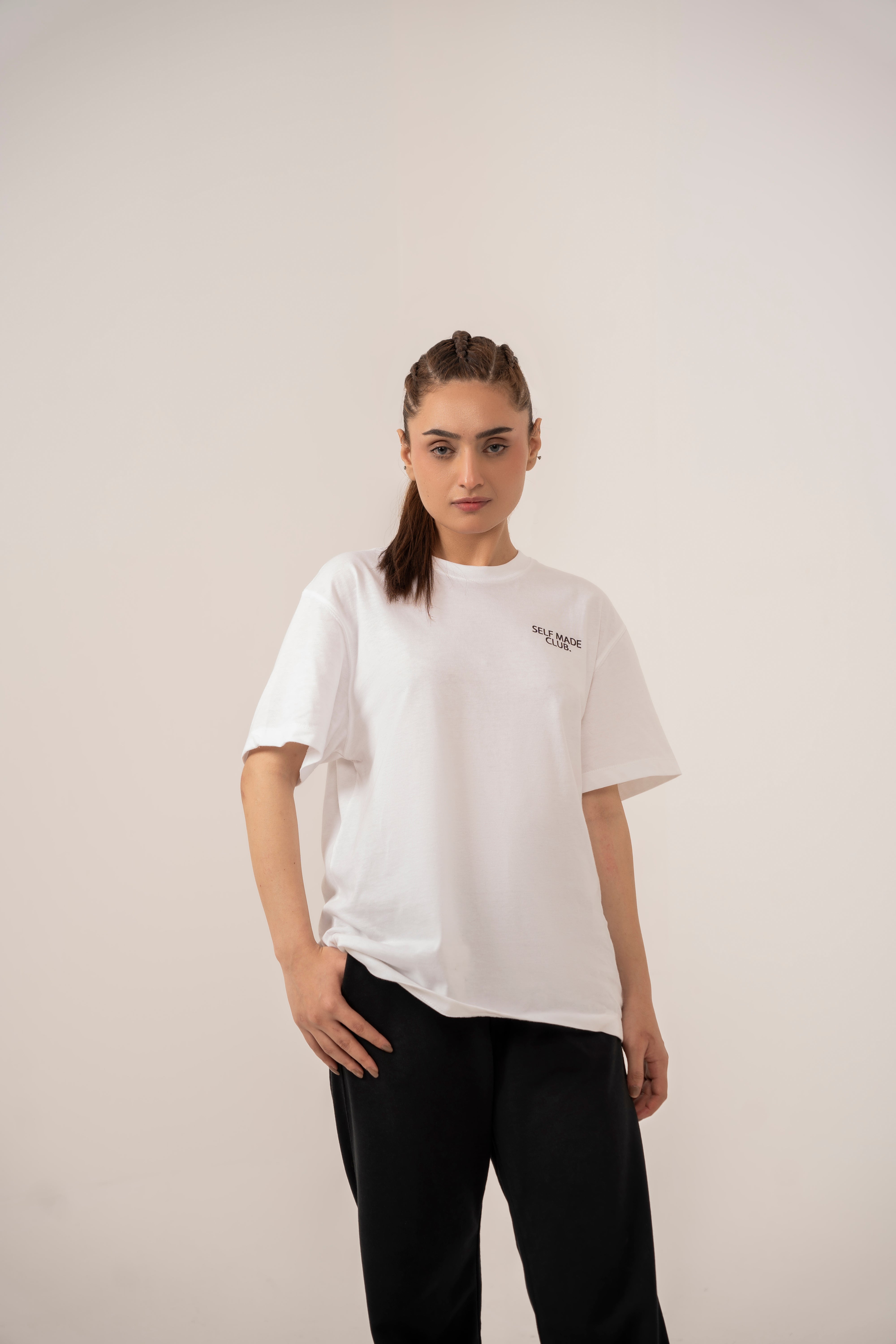 Self Made Club - Dazzle White Relaxed T-Shirt For Women