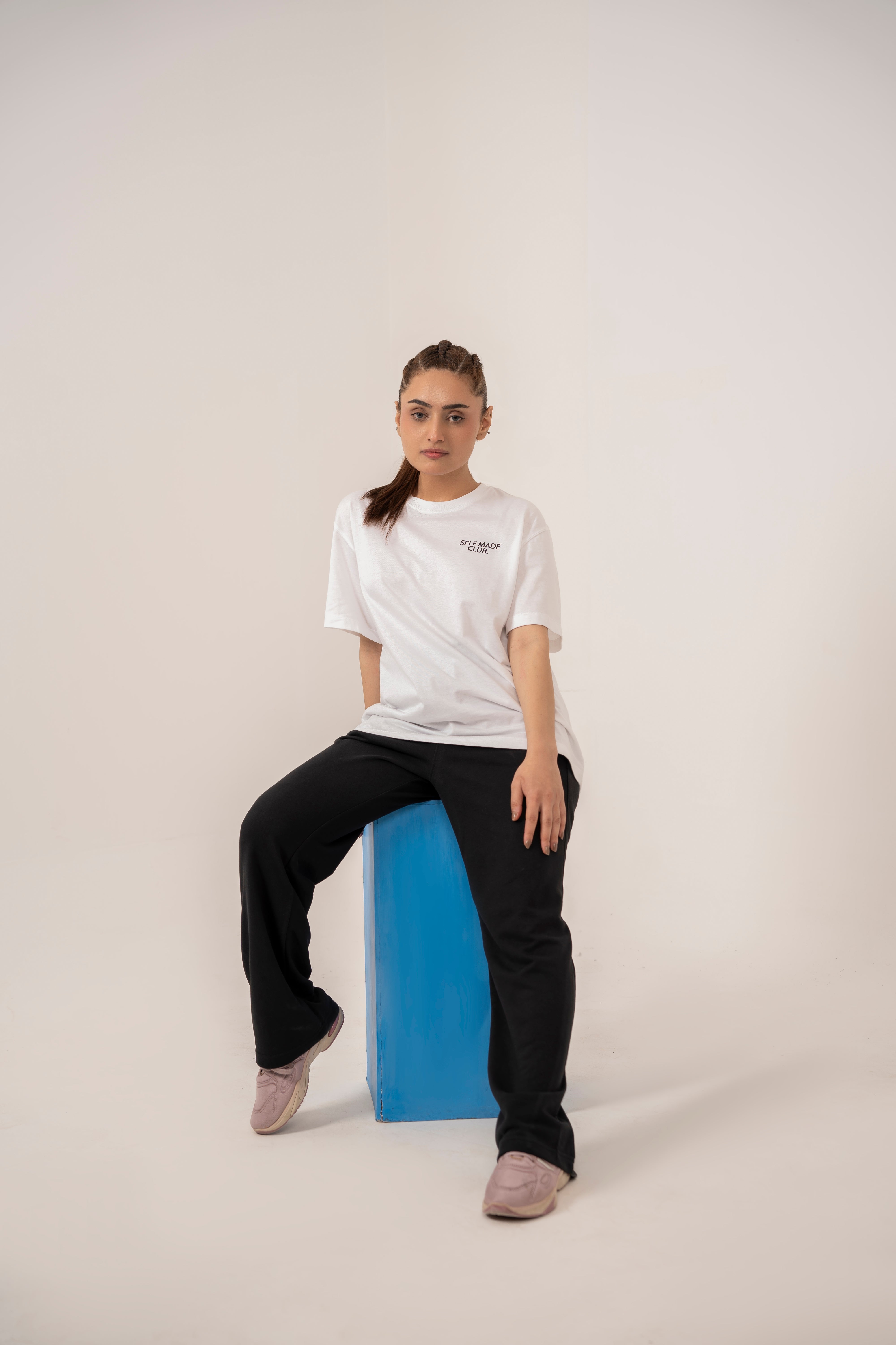 Self Made Club - Dazzle White Relaxed T-Shirt For Women