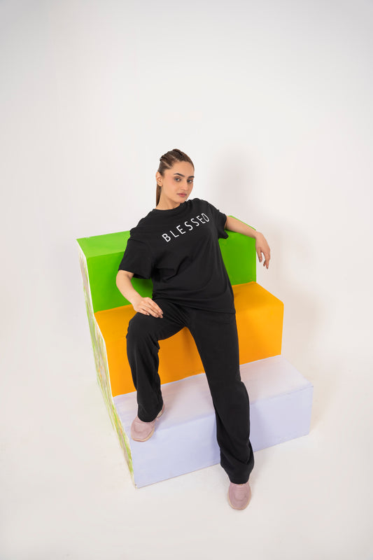 BLESSED Black Oversized T-Shirt For Women