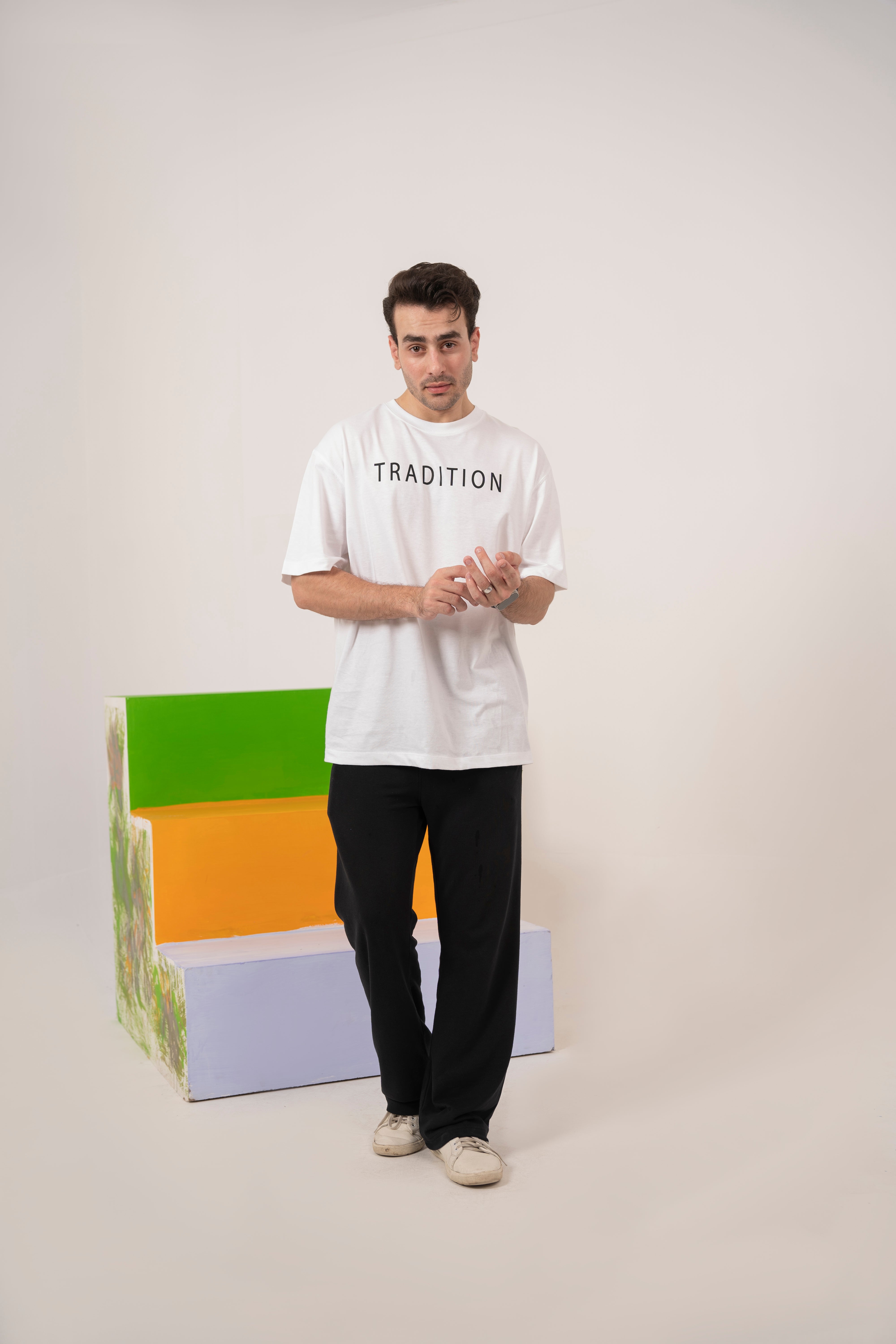 TRADITION White Relaxed T-Shirt For Men