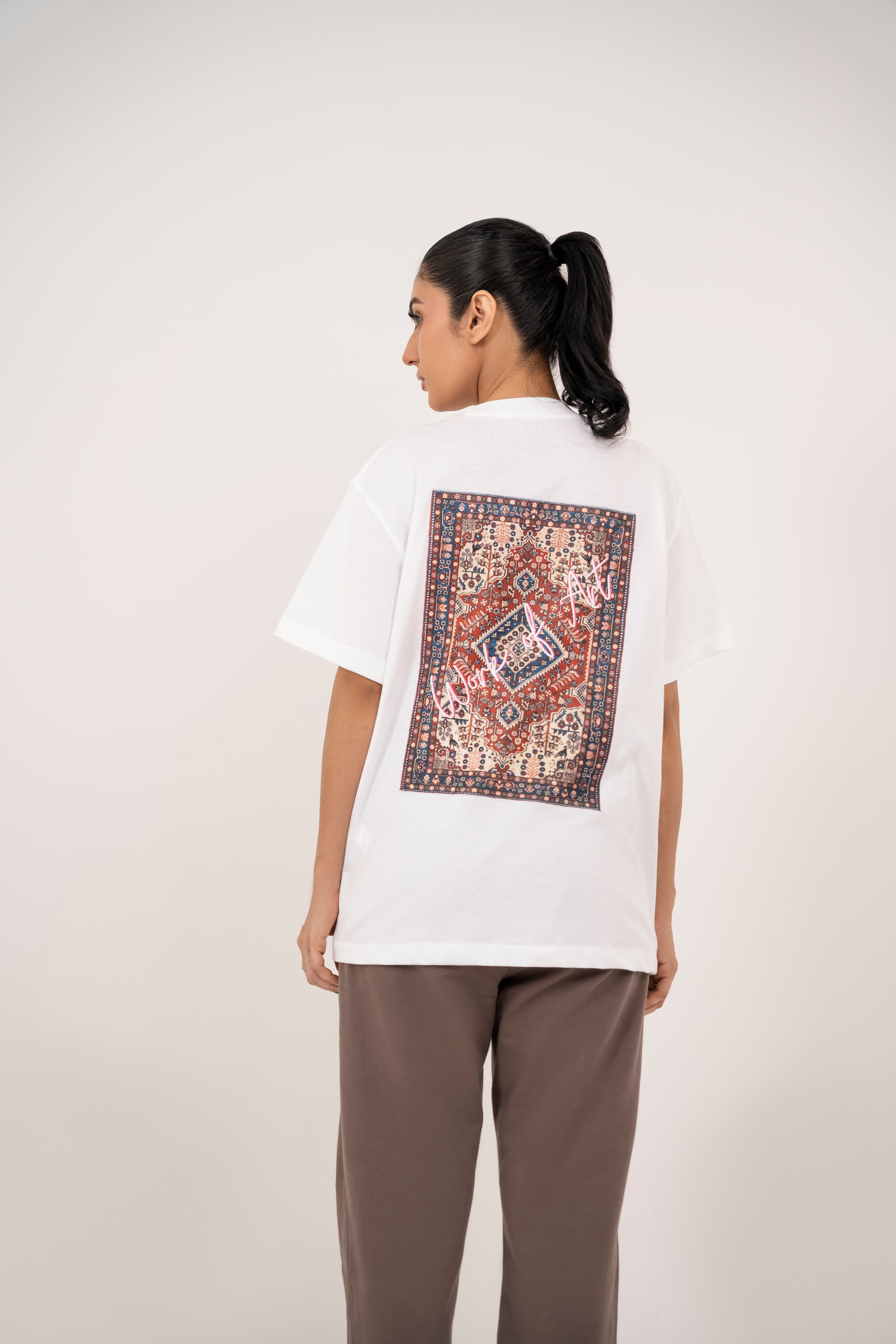 TRADITION White Relaxed T-Shirt For Women