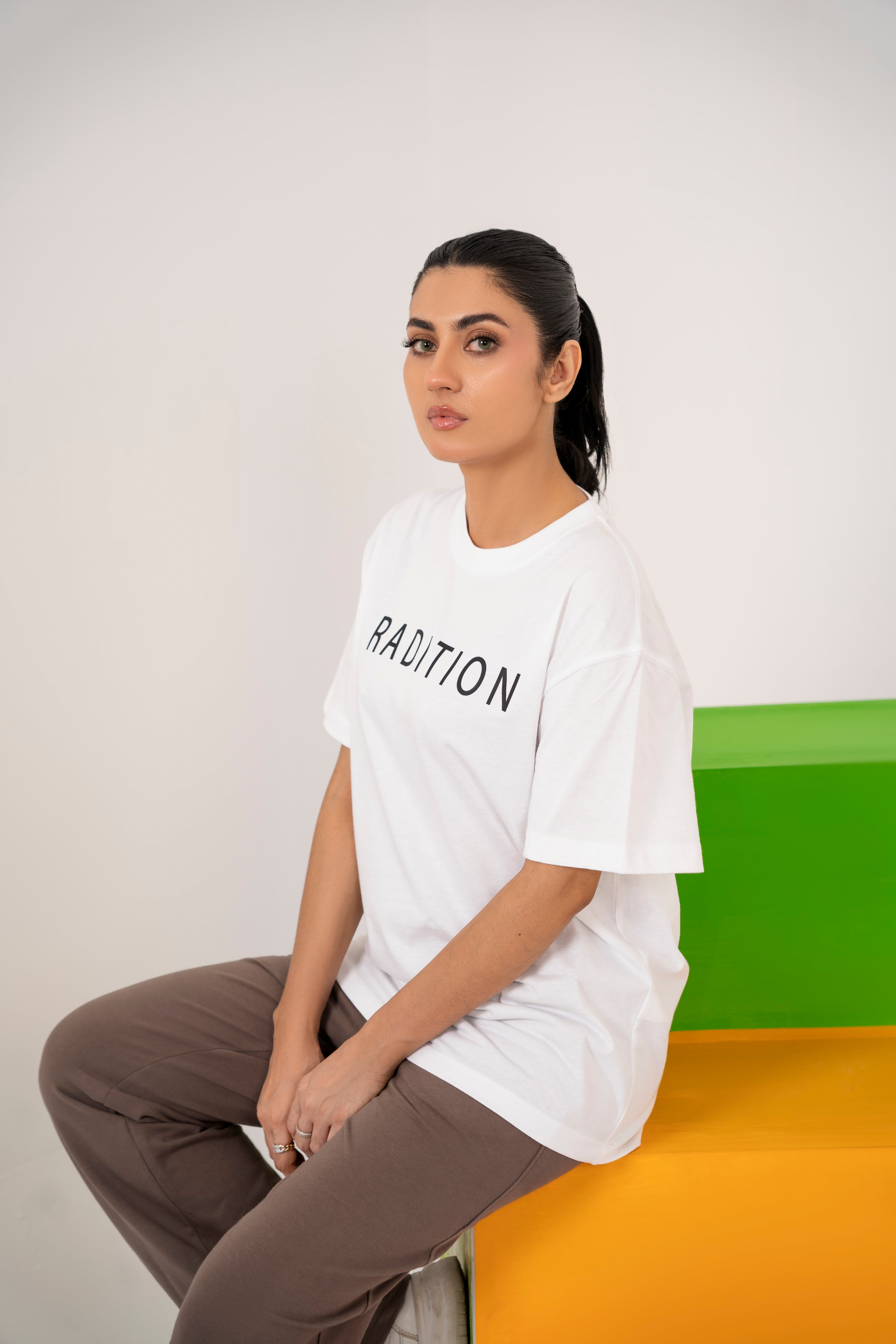 TRADITION White Relaxed T-Shirt For Women