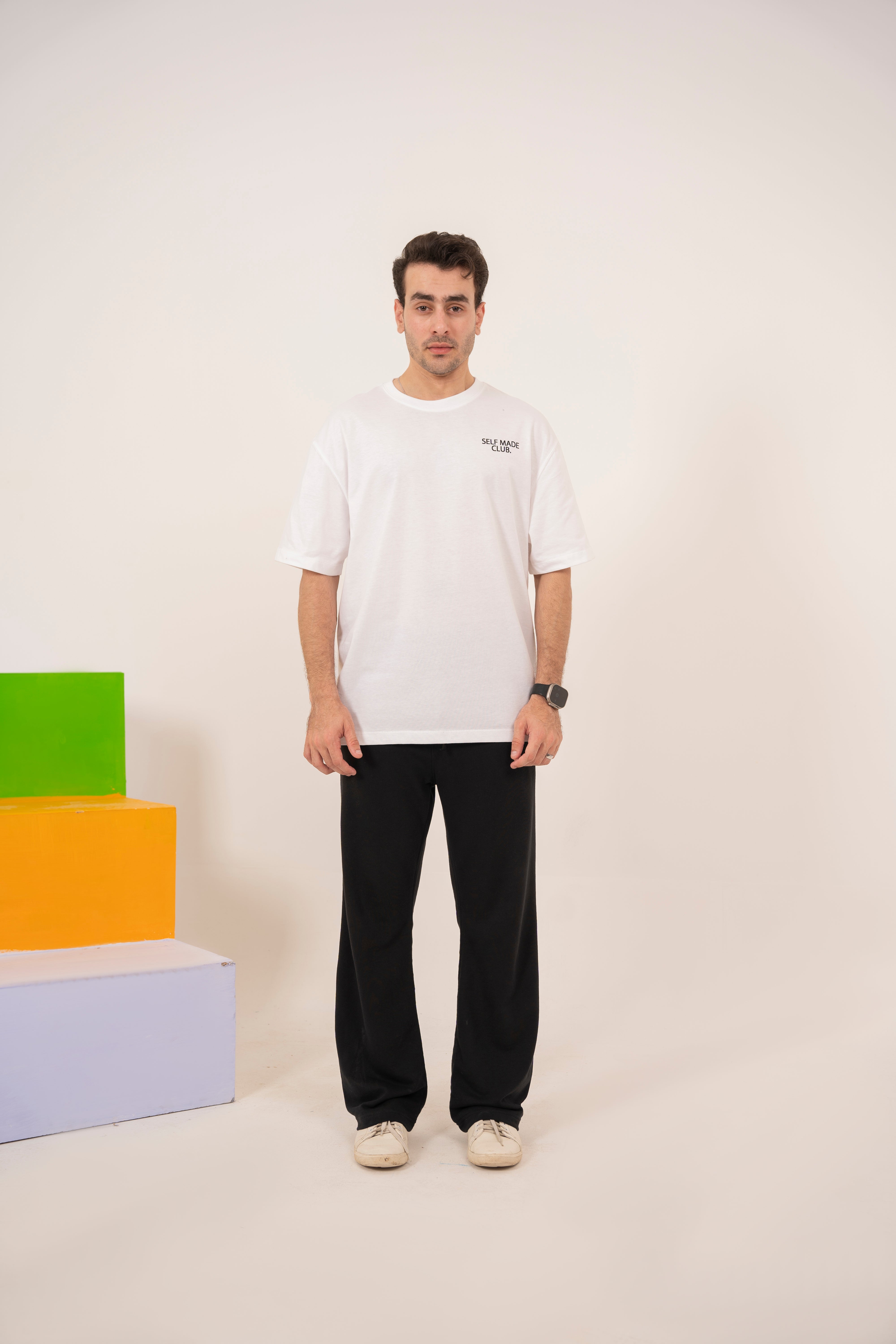 Self Made Club - Dazzle White Relaxed T-Shirt For Men