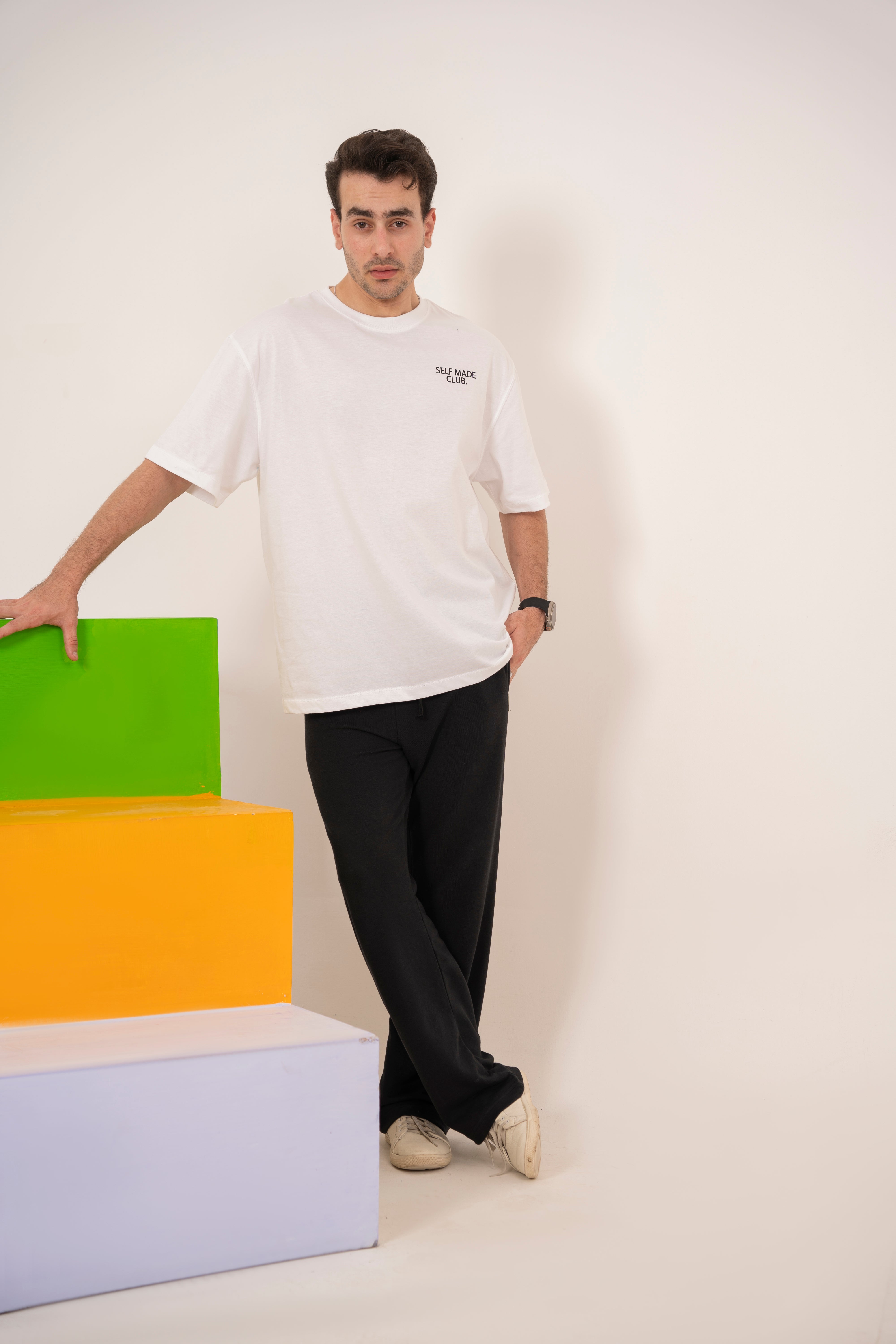 Self Made Club - Dazzle White Relaxed T-Shirt For Men