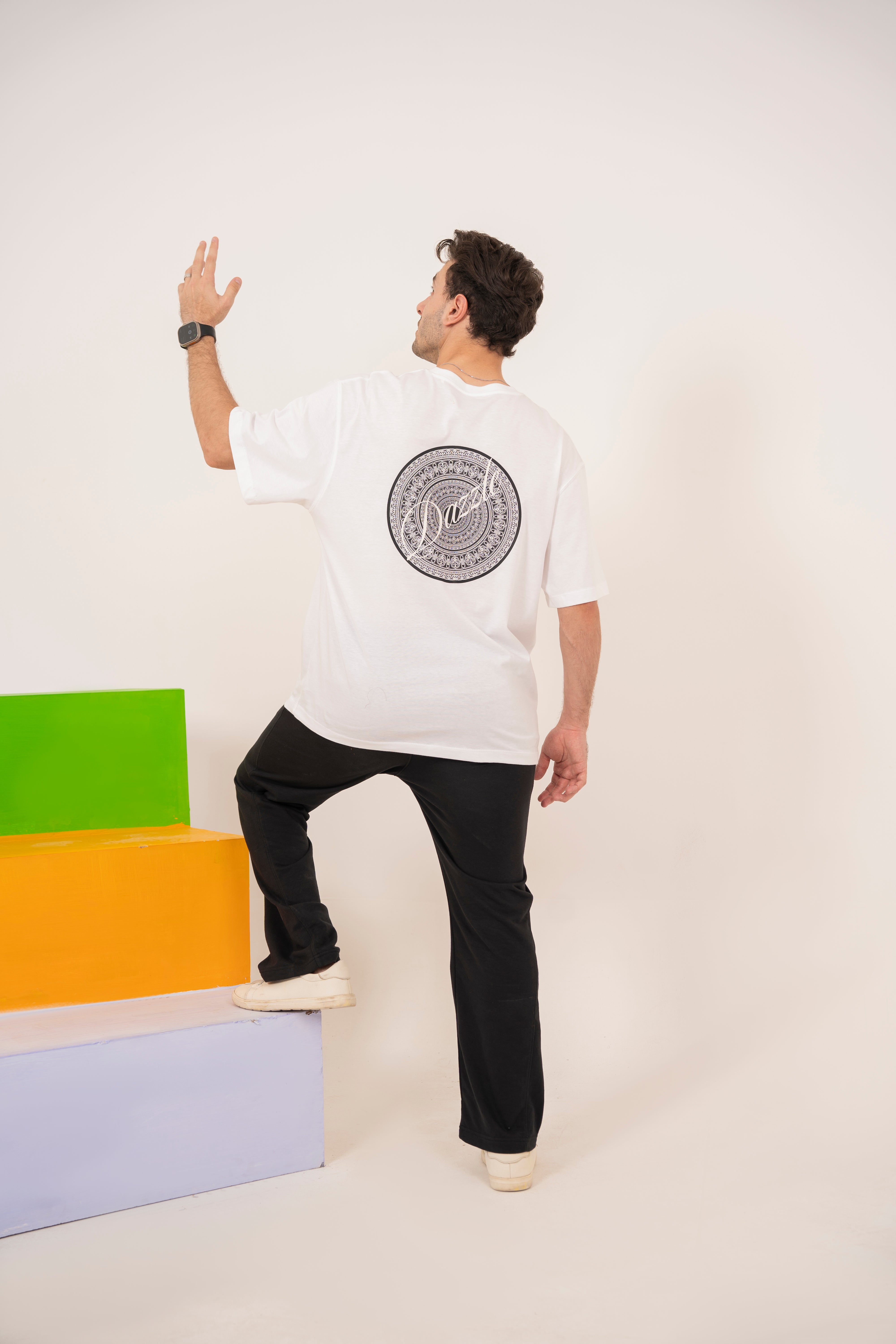 Self Made Club - Dazzle White Relaxed T-Shirt For Men