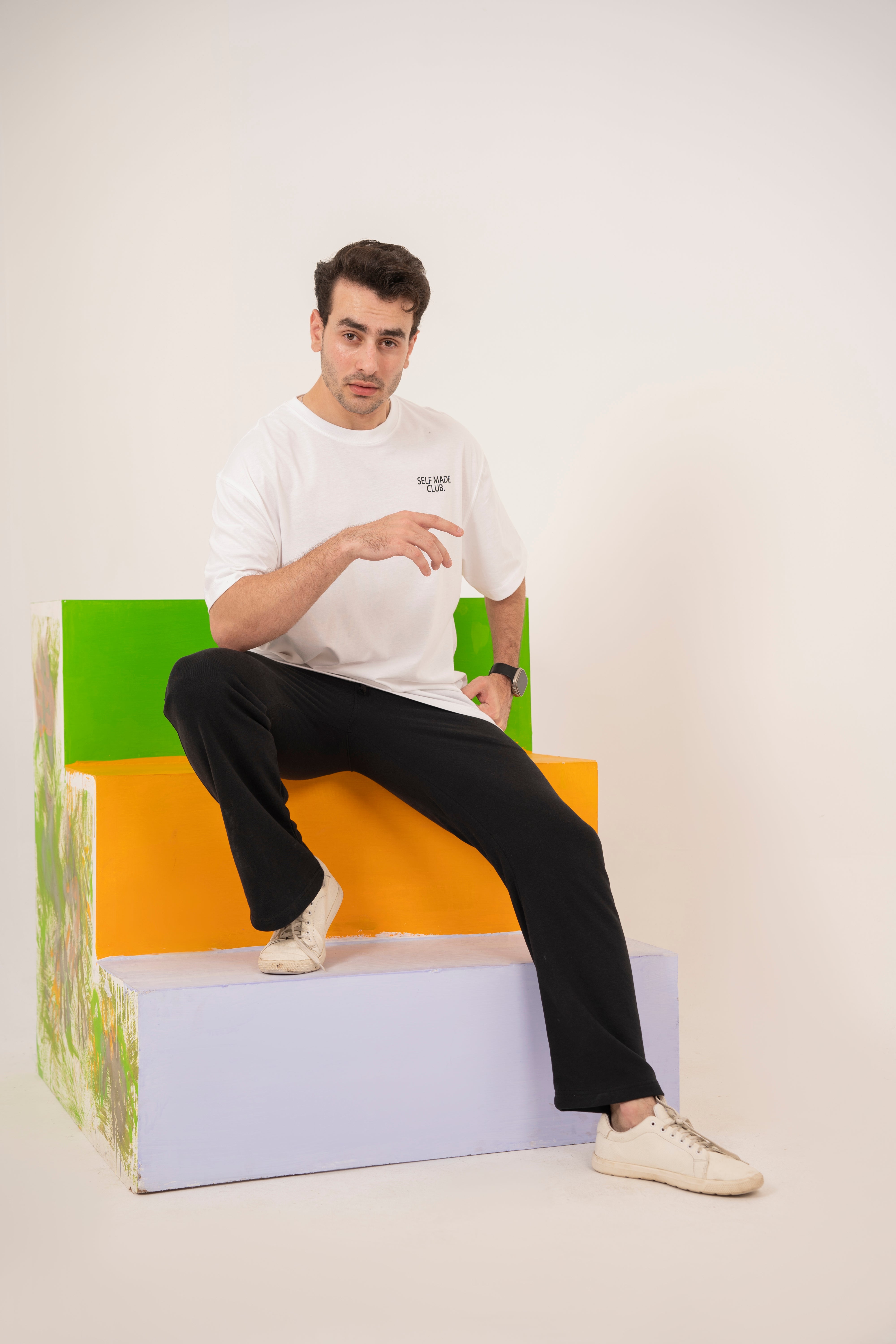 Self Made Club - Dazzle White Relaxed T-Shirt For Men