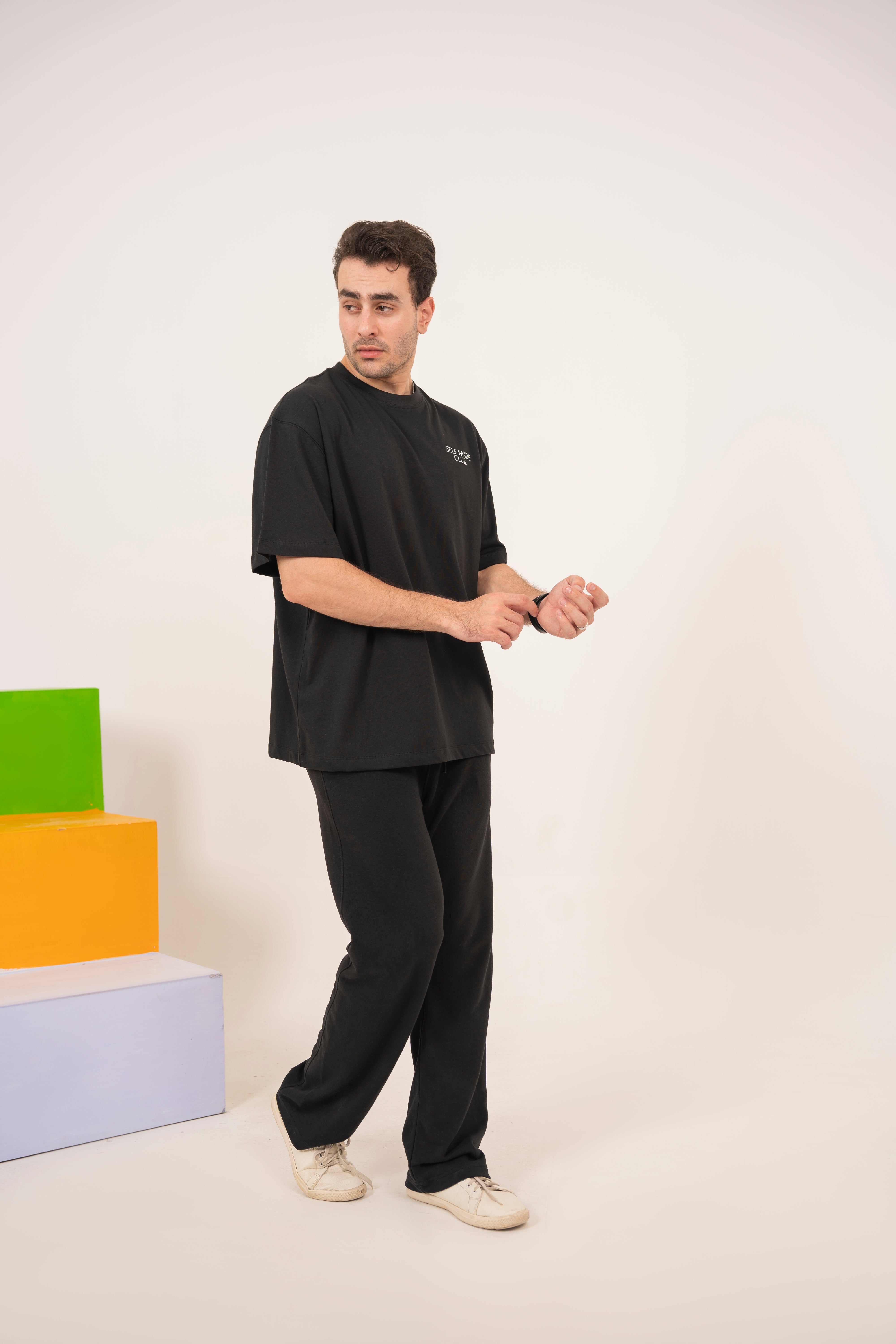 Self Made Club - Dazzle Black Relaxed T-Shirt For Men