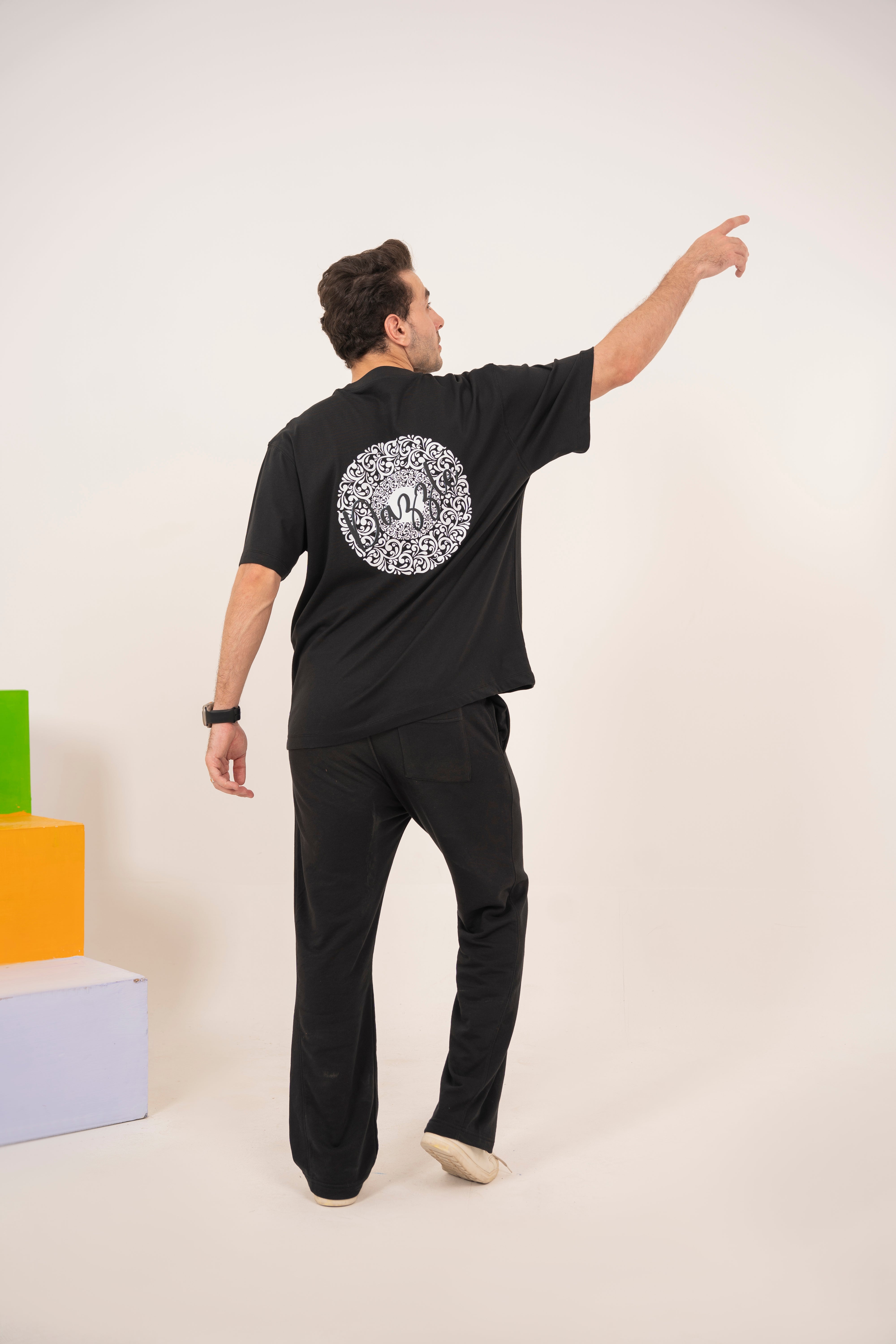 Self Made Club - Dazzle Black Relaxed T-Shirt For Men