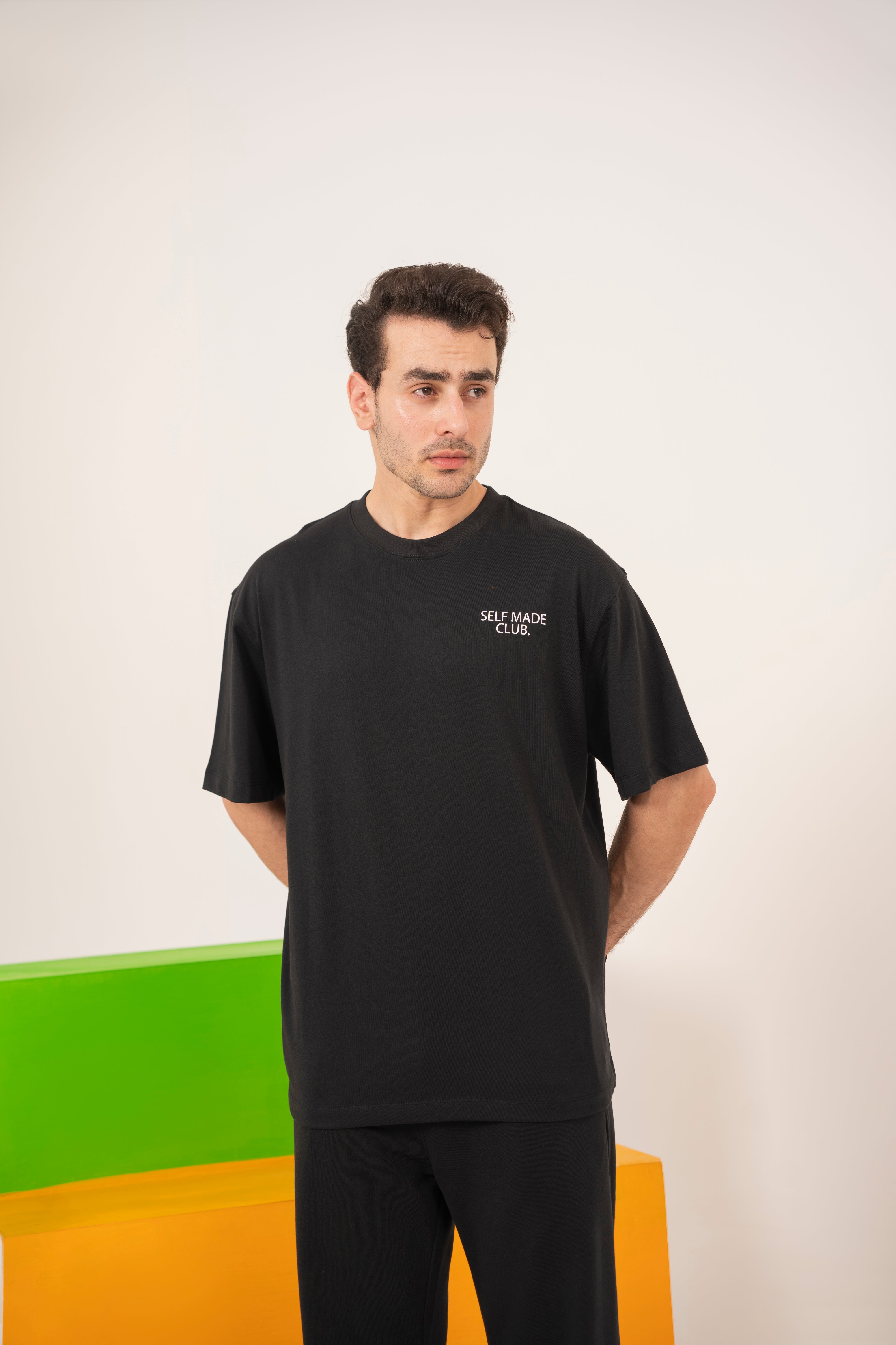 Self Made Club - Dazzle Black Relaxed T-Shirt For Men