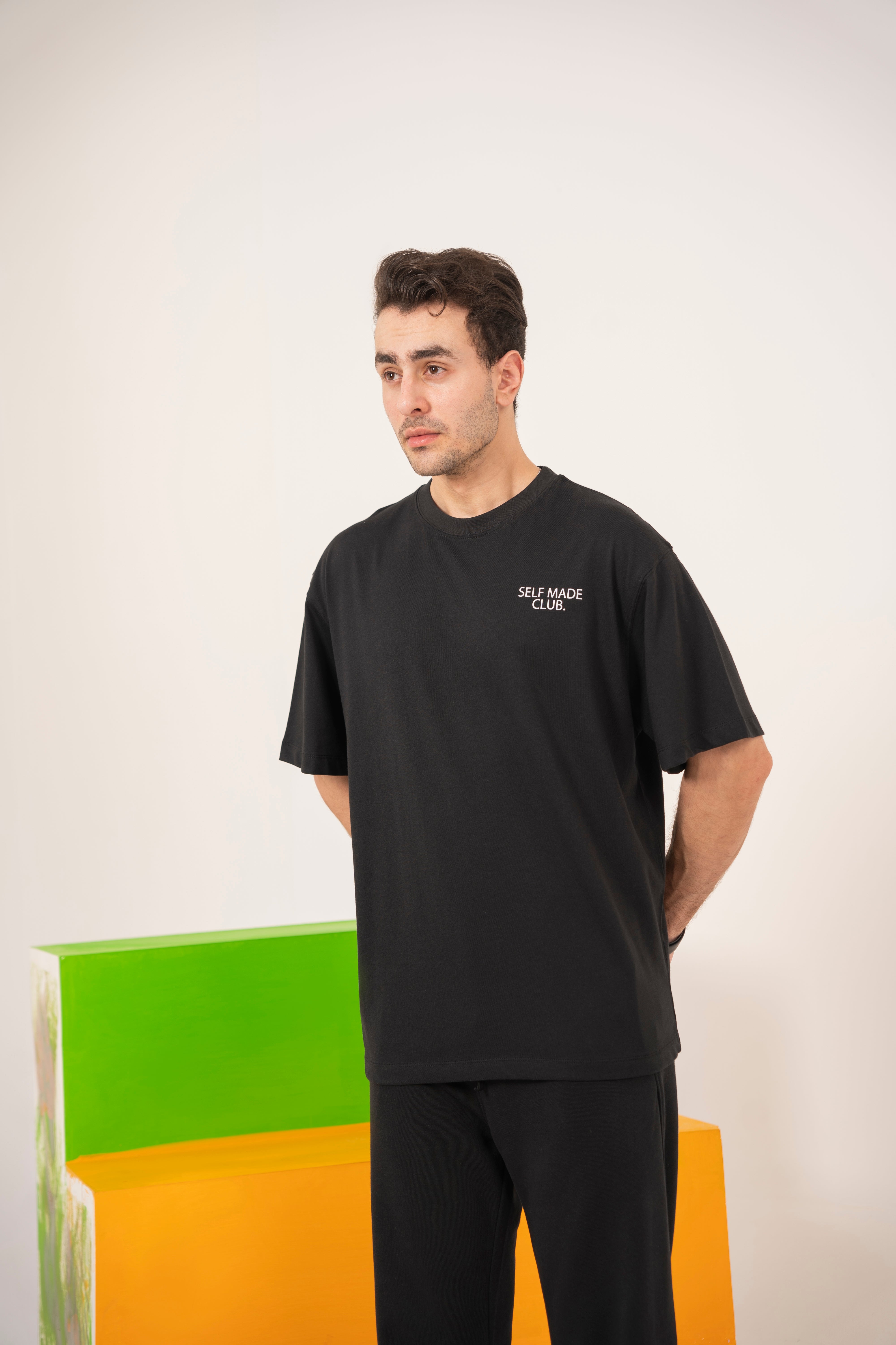 Self Made Club - Dazzle Black Relaxed T-Shirt For Men